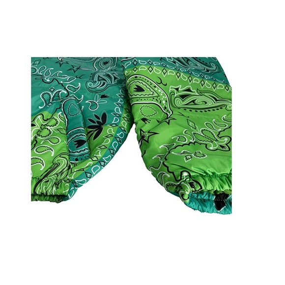 Hujoin Jackets & Coats Nwt Cropped Green Bandana Jacket Puffer